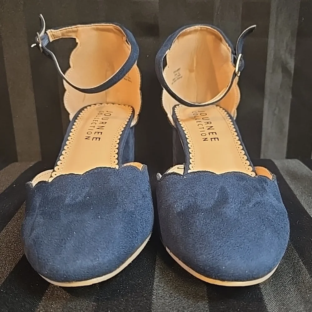 New No Box Journee Collection Women's US 8 Edna Pump Heels Navy Blue - Picture 4 of 13